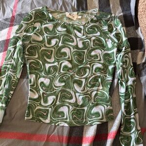Princess Polly Green Long Sleeve Patterned Top